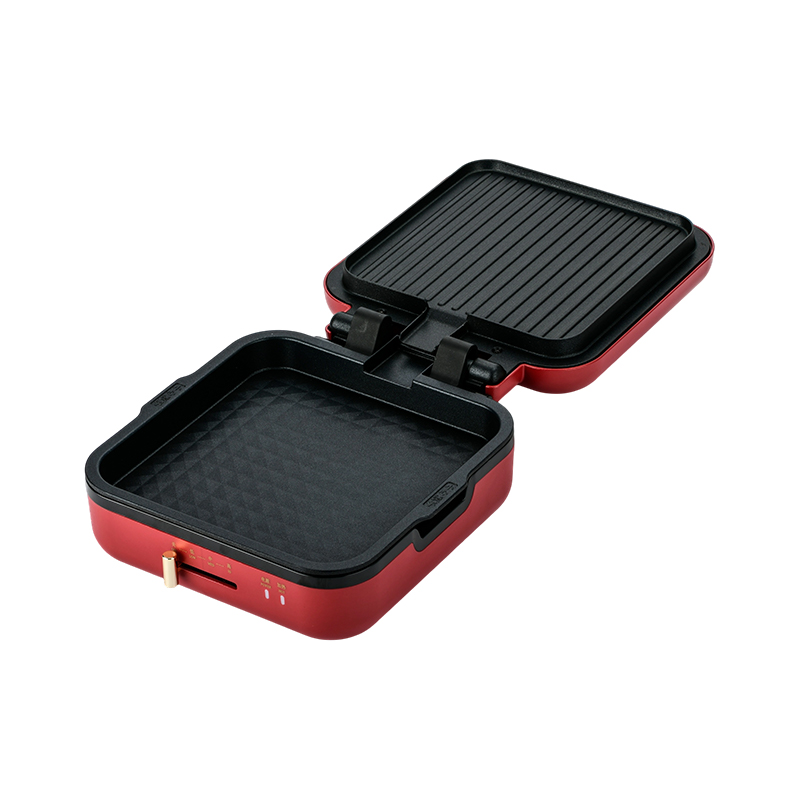 Sartén para parrilla BJX-S017 de 24x24 cm con parrilla (control de temperatura + mango de grano de madera)