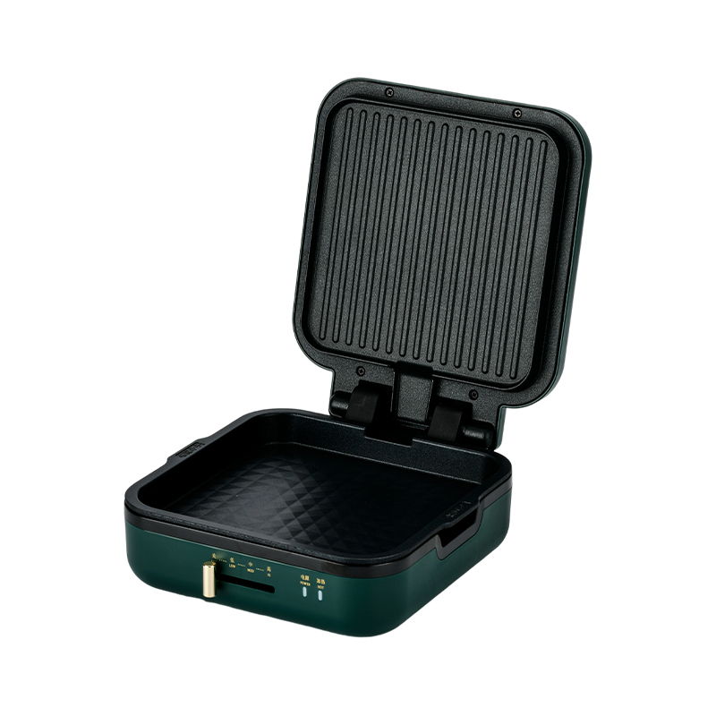 Sartén para parrilla BJX-S017 de 24x24 cm con parrilla (control de temperatura + mango de grano de madera)